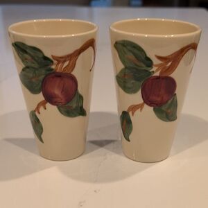 Apple by Franciscan Hand Painted Tumblers Vintage Set Of 2 Cups USA Backstamp